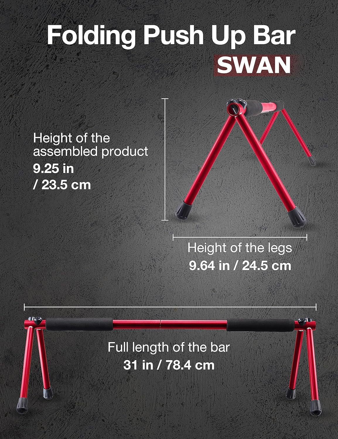 Push up Bar – Folding Dip Bar for Home Workout, Lightweight & Portable Strength Training Equipment for Men & Women, Indoor & Outdoor Use (Hawk)