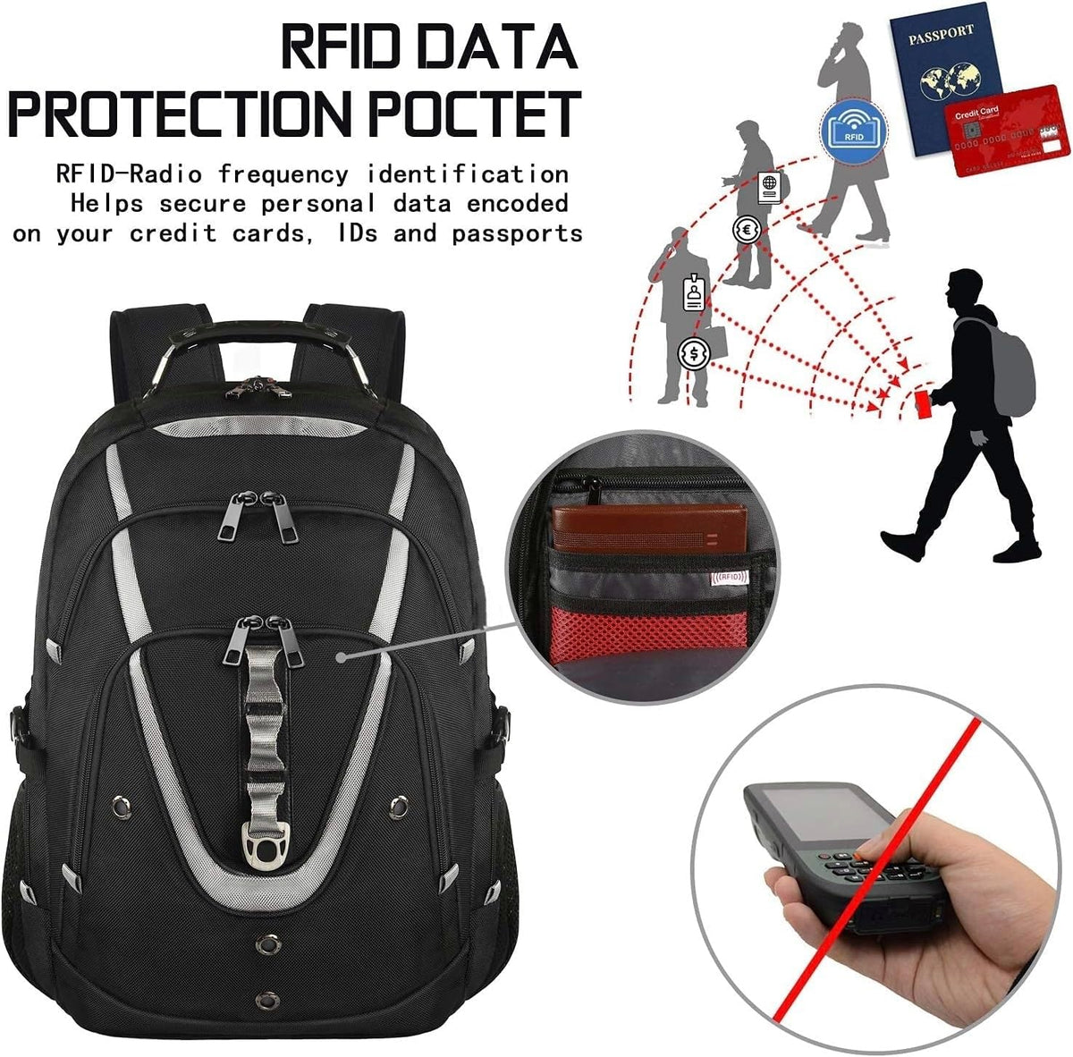 18.4 Laptop Backpack for Men, 55L-60L Extra Large Backpack for Travel Work