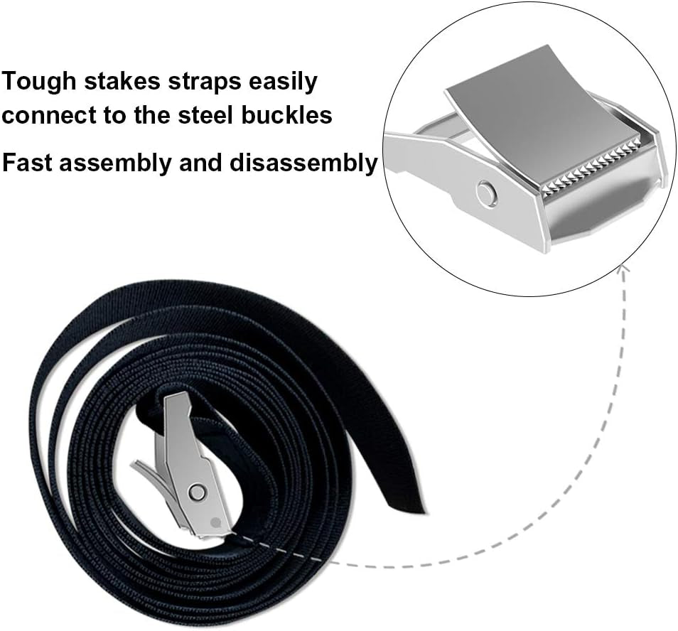 USA 4-Pack Windproof Trampoline Stakes Anchor Kit-Steel Corkscrew Anchor,Heavy Duty Tie down Kit with T-Hook&Reinforced Safety Straps,Secure Weatherproof Protection for Trampoline,Tent&Playset
