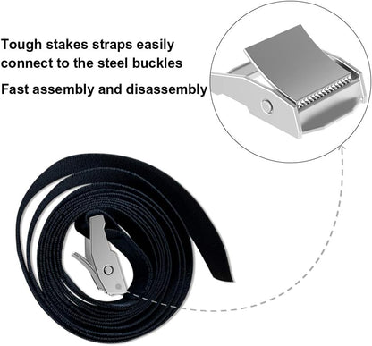 USA 4-Pack Windproof Trampoline Stakes Anchor Kit-Steel Corkscrew Anchor,Heavy Duty Tie down Kit with T-Hook&Reinforced Safety Straps,Secure Weatherproof Protection for Trampoline,Tent&Playset