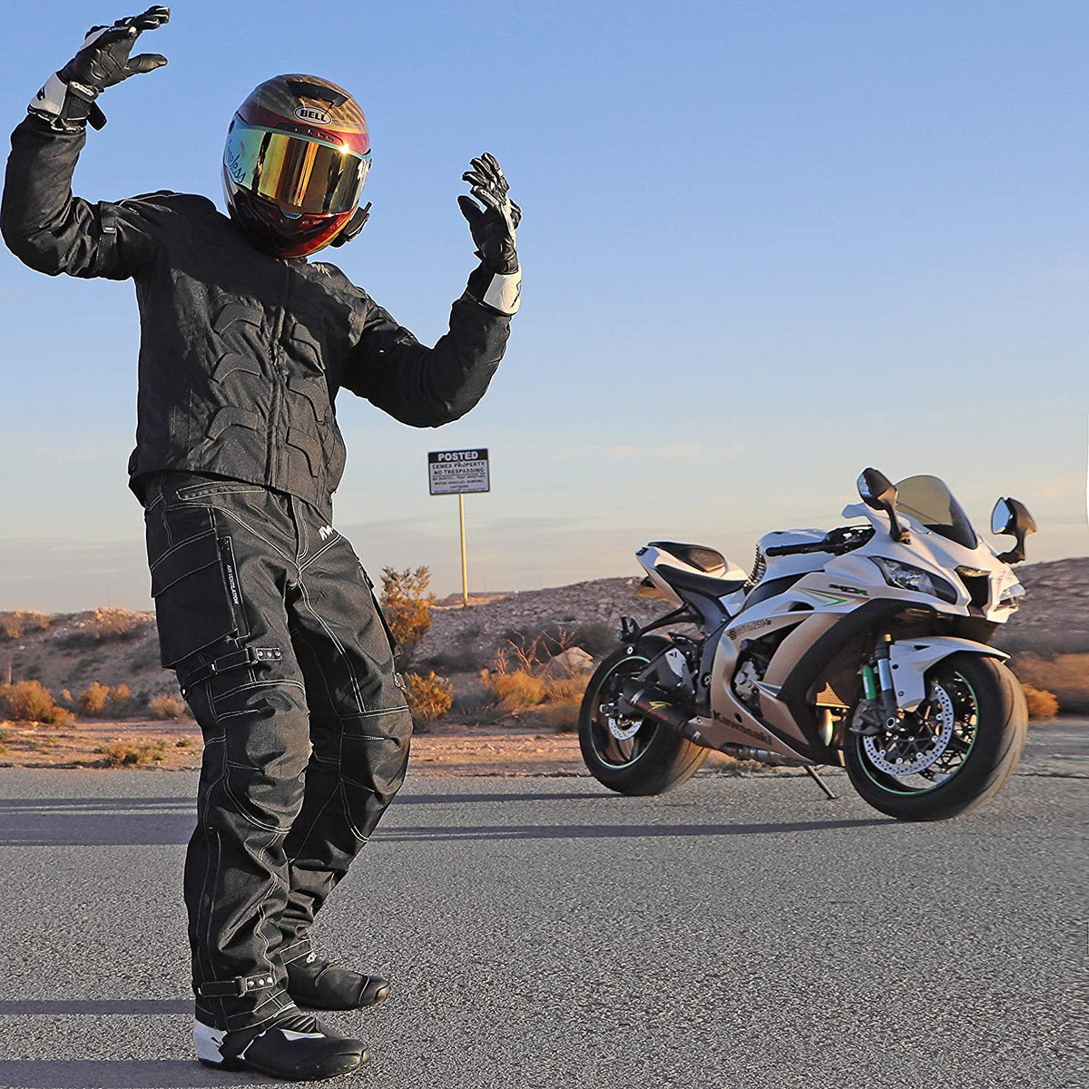 HWK Spyder Motorcycle Jacket for Men with Weather Resistant Cordura Textile Fabric for Enduro Motocross Jacket