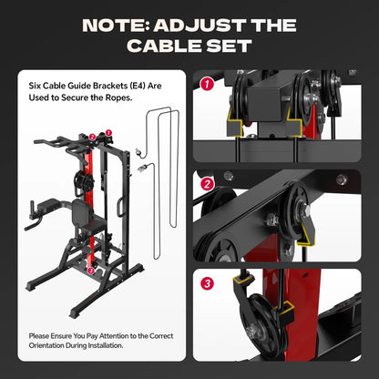 Home Gym Machine - High/Low Pulley System for Lat Pulldown, Row & Back Workout, with Leg Support | All-In-One Strength Training Equipment for Home Gym