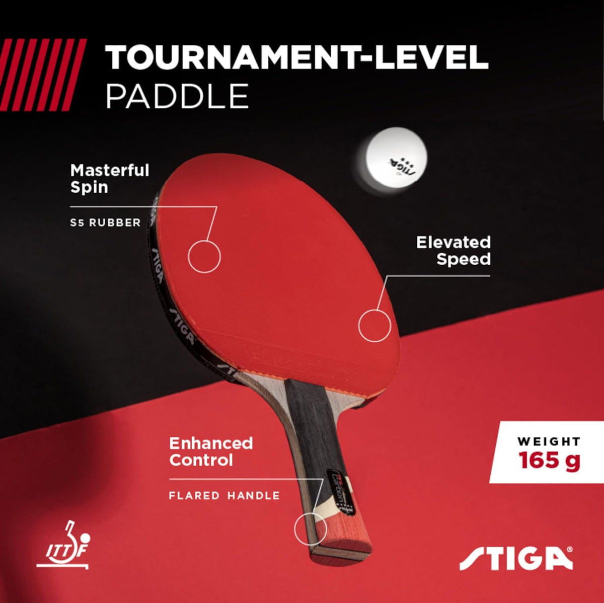 STIGA Pro Carbon + Raptor Performance-Level Ping Pong Paddle