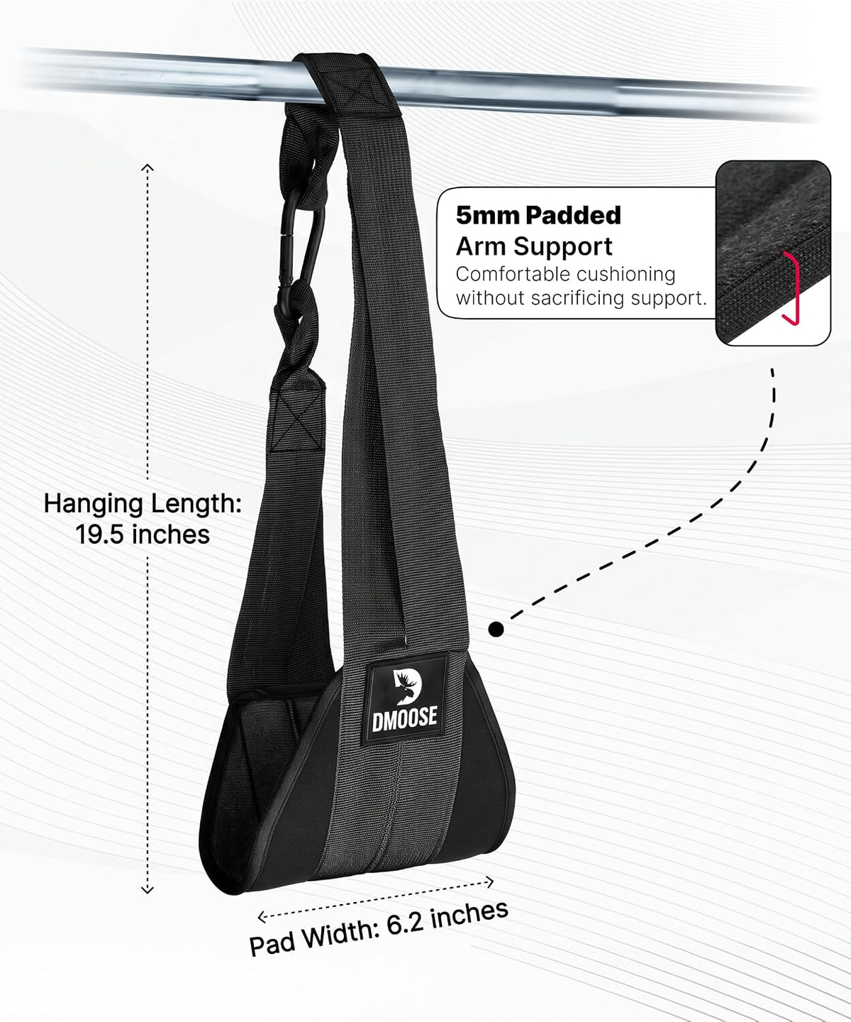 Dmoose Hanging Ab Straps for Pull up Bar & Core Strength Training (Pair) - Soft Padded Exercise Straps for Ab Swing & Leg Raises, Hang Bar Strap with anti Rust Carabiners, Abs Equipment for Home & Gym