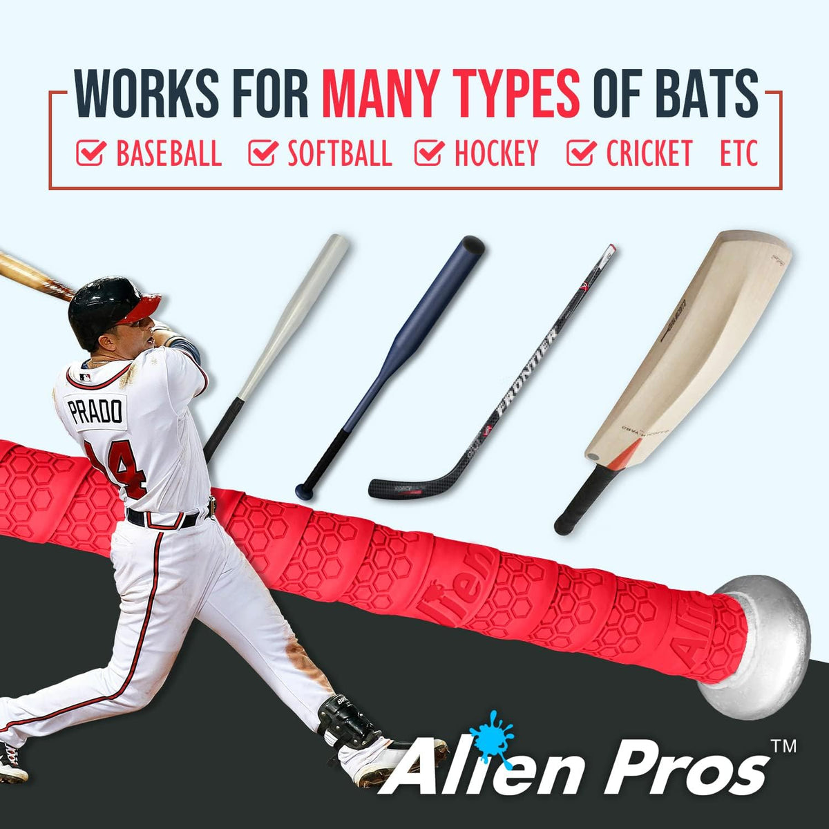 Bat Grip Tape for Baseball (2 Grips/4 Grips) – 1.1 Mm Precut and Pro Feel Bat Tape – Replacement for Old Baseball Bat Grip – Wrap Your Bat for an Epic Home Run (2 Grips/4 Grips)