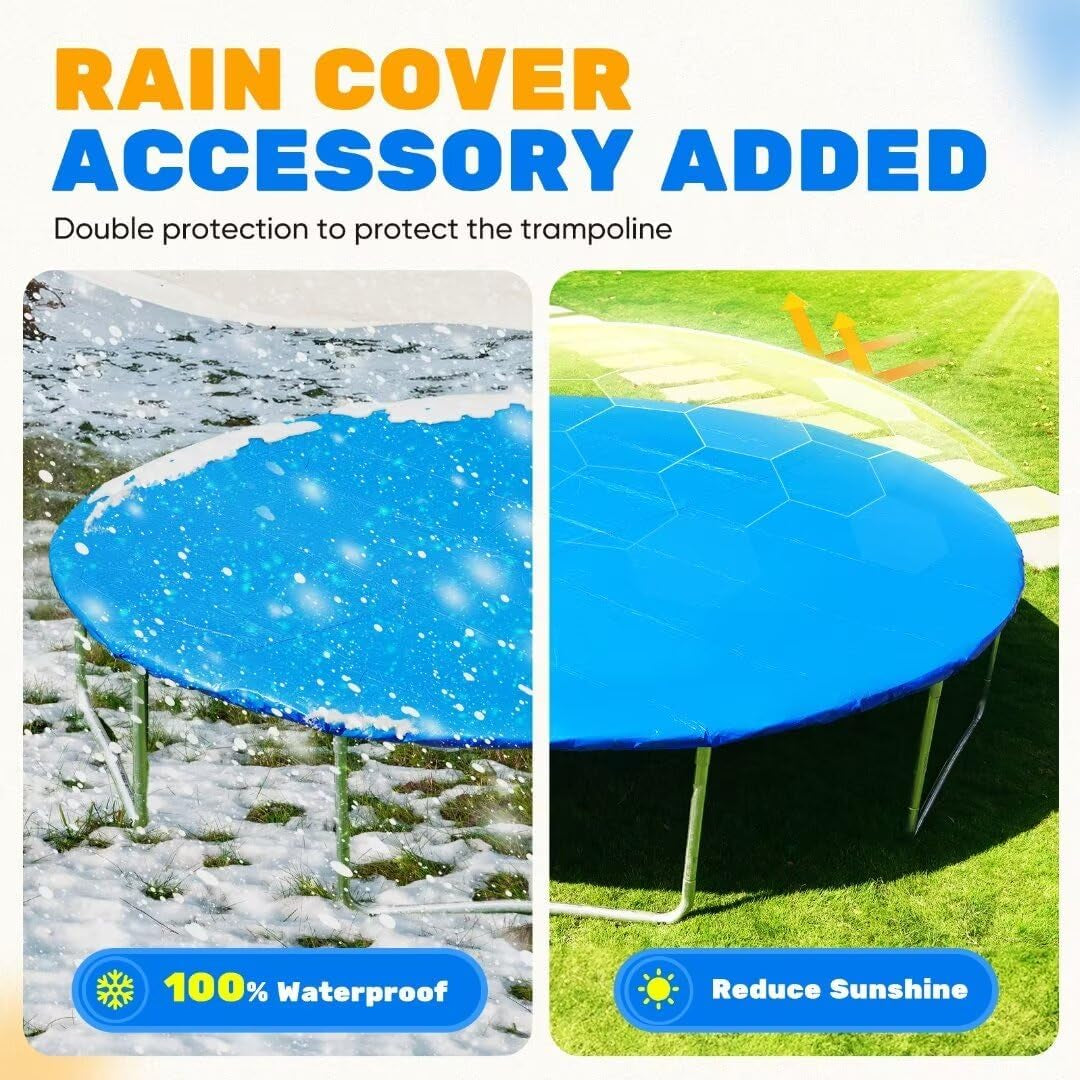 Kids Trampoline, 1200LBS Weight Capacity Outdoor Trampoline 16 15 14FT Yard Trampolines for Kids Adults