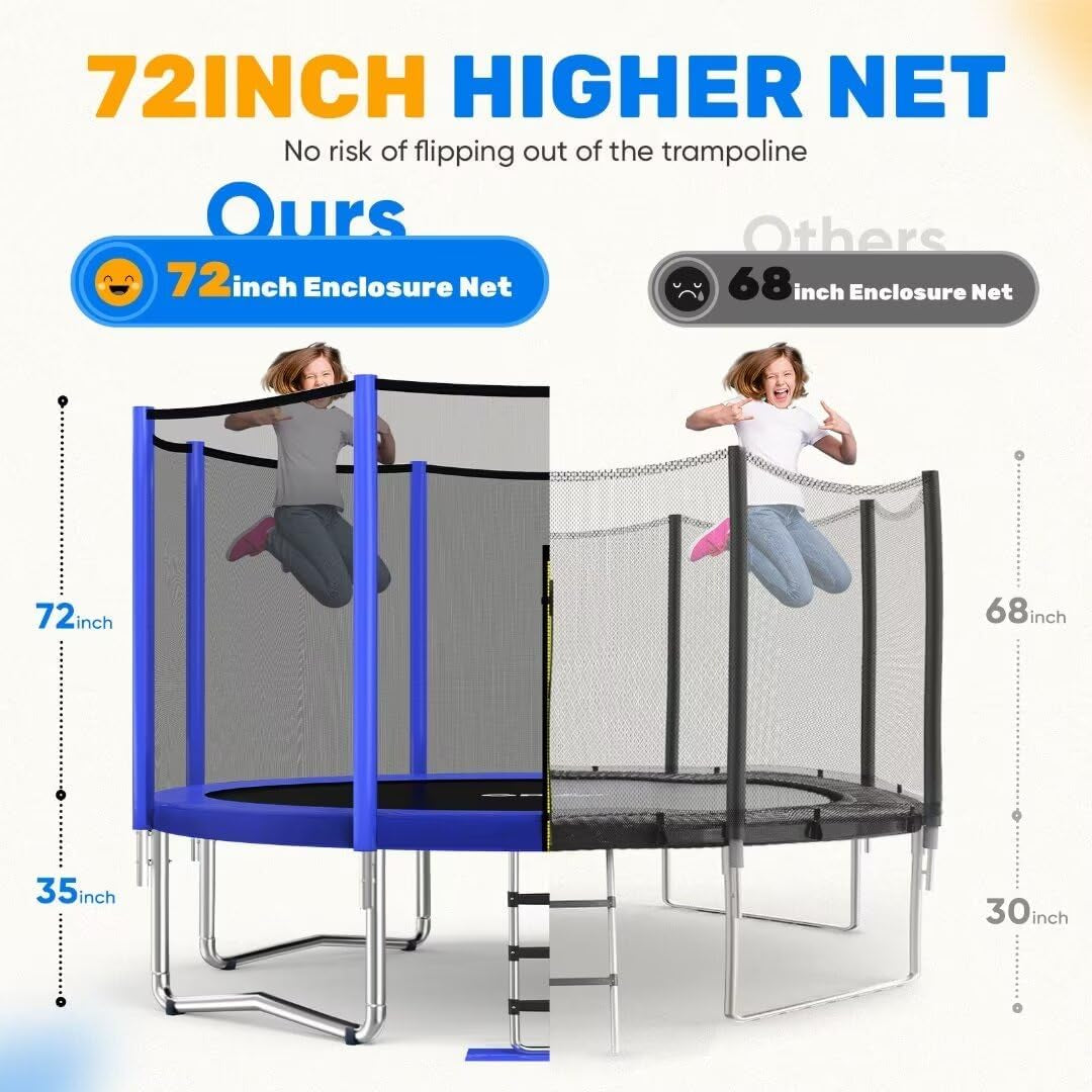 Kids Trampoline, 1200LBS Weight Capacity Outdoor Trampoline 16 15 14FT Yard Trampolines for Kids Adults