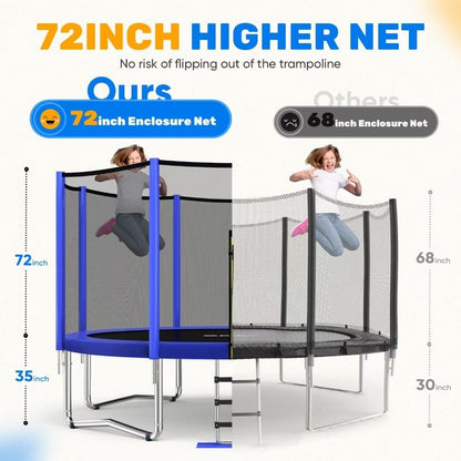 Kids Trampoline, 1200LBS Weight Capacity Outdoor Trampoline 16 15 14FT Yard Trampolines for Kids Adults