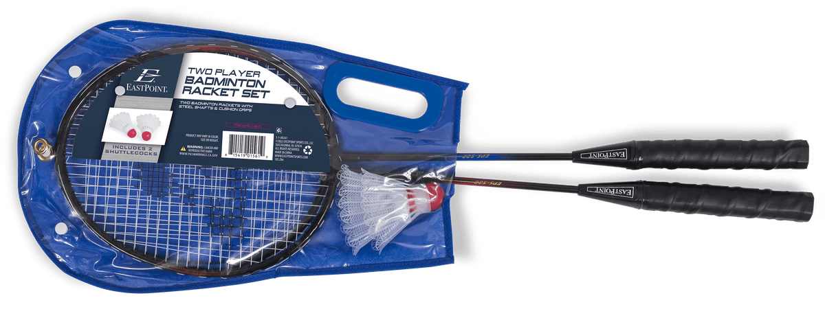 Badminton Racket Set, 2-Player, 2 Steel Shaft Rackets and 2 Shuttlecocks