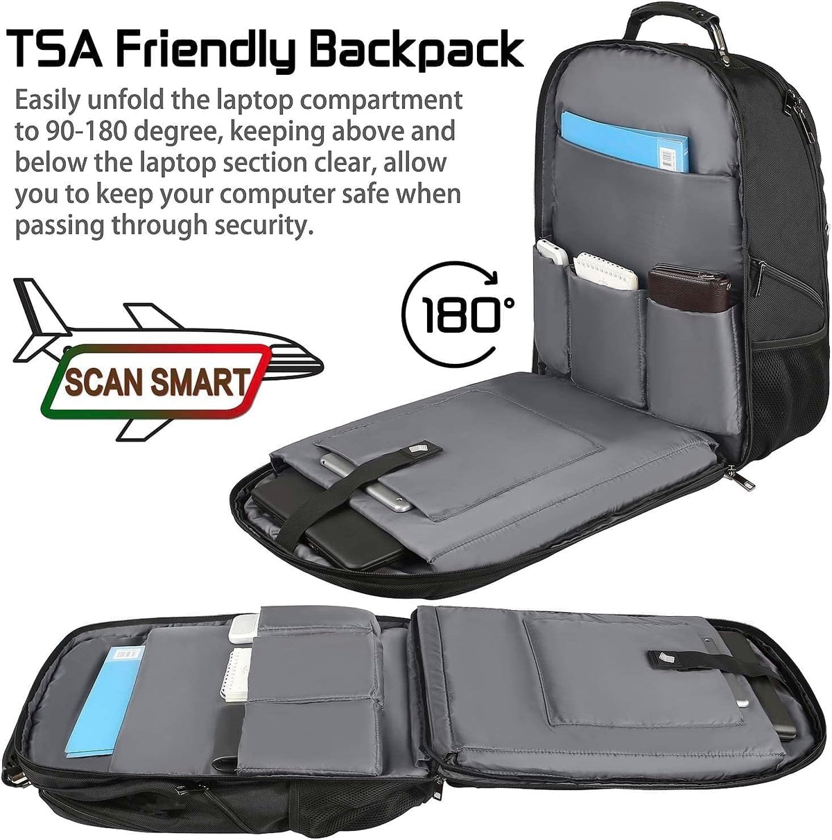 18.4 Laptop Backpack for Men, 55L-60L Extra Large Backpack for Travel Work