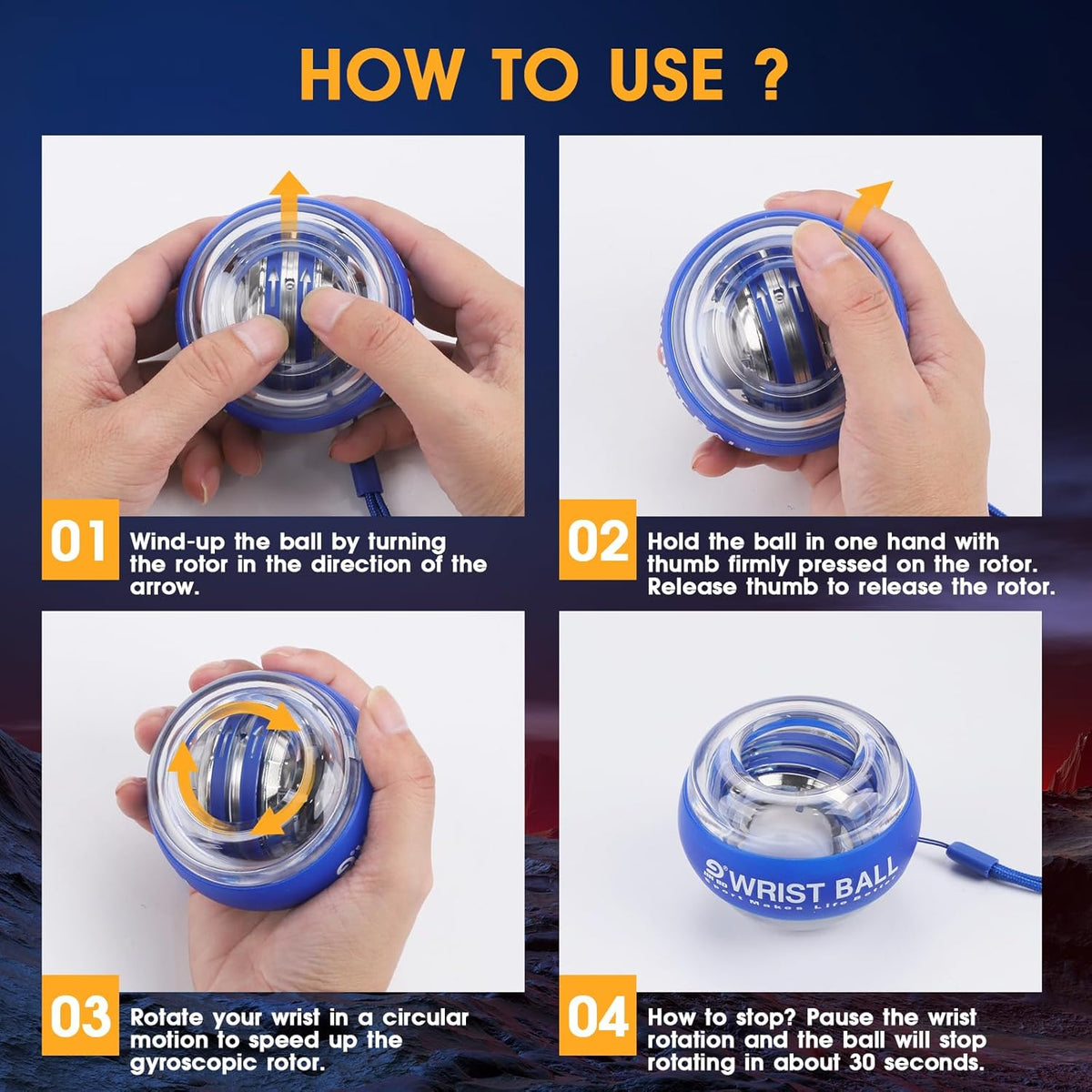 Auto Start Wrist Ball，Gyro Ball Trainer，Wrist Exerciser，Gyroscopic