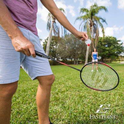 Badminton Racket Set, 2-Player, 2 Steel Shaft Rackets and 2 Shuttlecocks