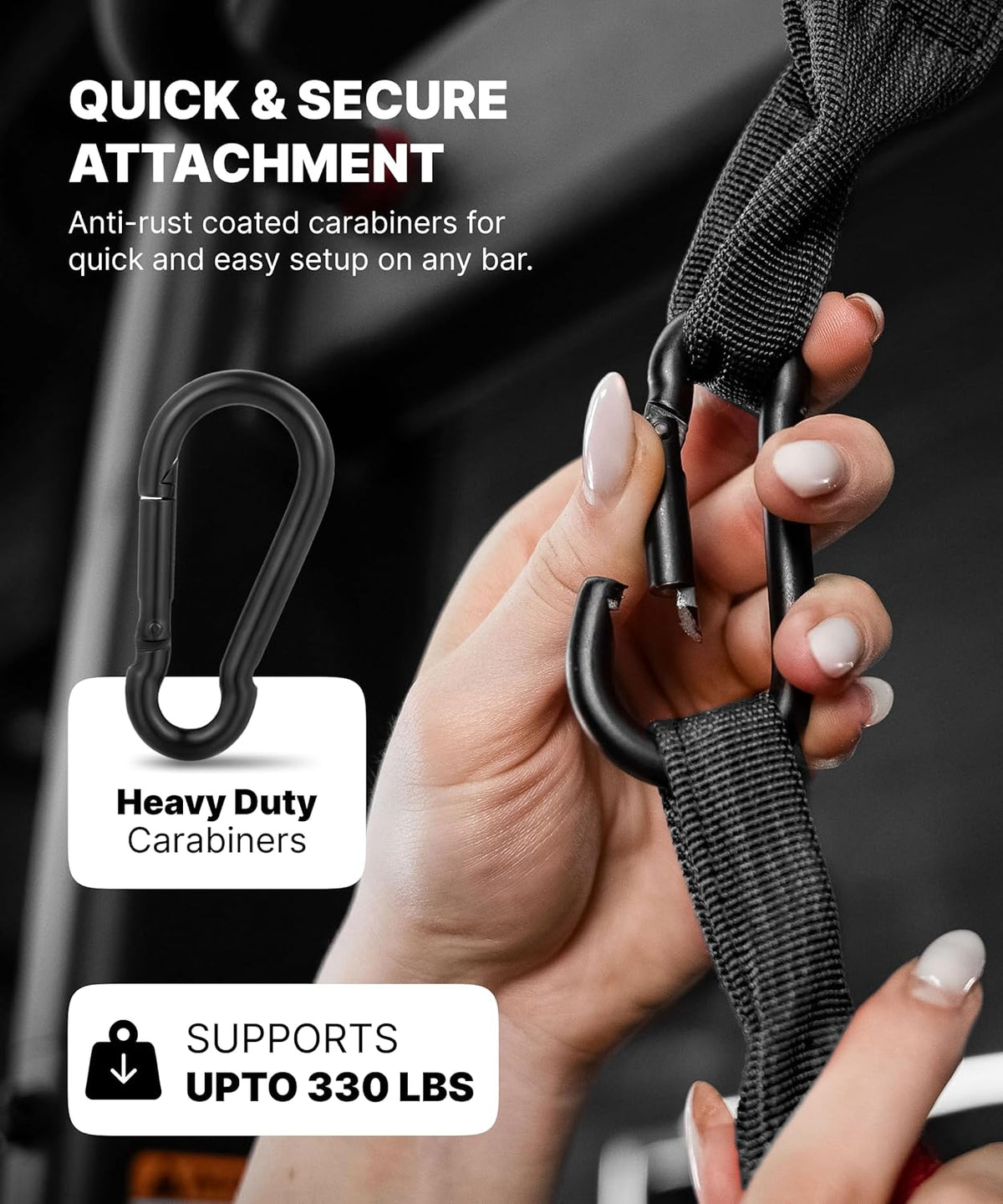 Dmoose Hanging Ab Straps for Pull up Bar & Core Strength Training (Pair) - Soft Padded Exercise Straps for Ab Swing & Leg Raises, Hang Bar Strap with anti Rust Carabiners, Abs Equipment for Home & Gym