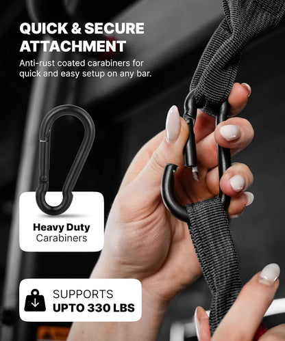 Dmoose Hanging Ab Straps for Pull up Bar & Core Strength Training (Pair) - Soft Padded Exercise Straps for Ab Swing & Leg Raises, Hang Bar Strap with anti Rust Carabiners, Abs Equipment for Home & Gym