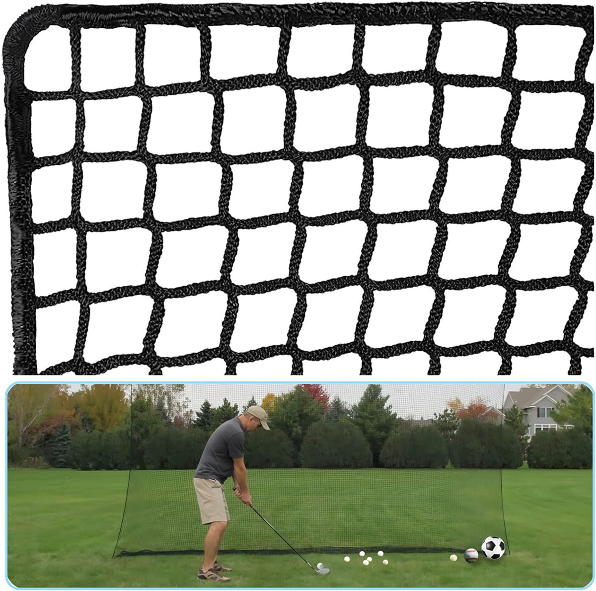 Golf Practice Net - Heavy Duty Nylon Netting, 10X10Ft/10X15Ft/10X20Ft