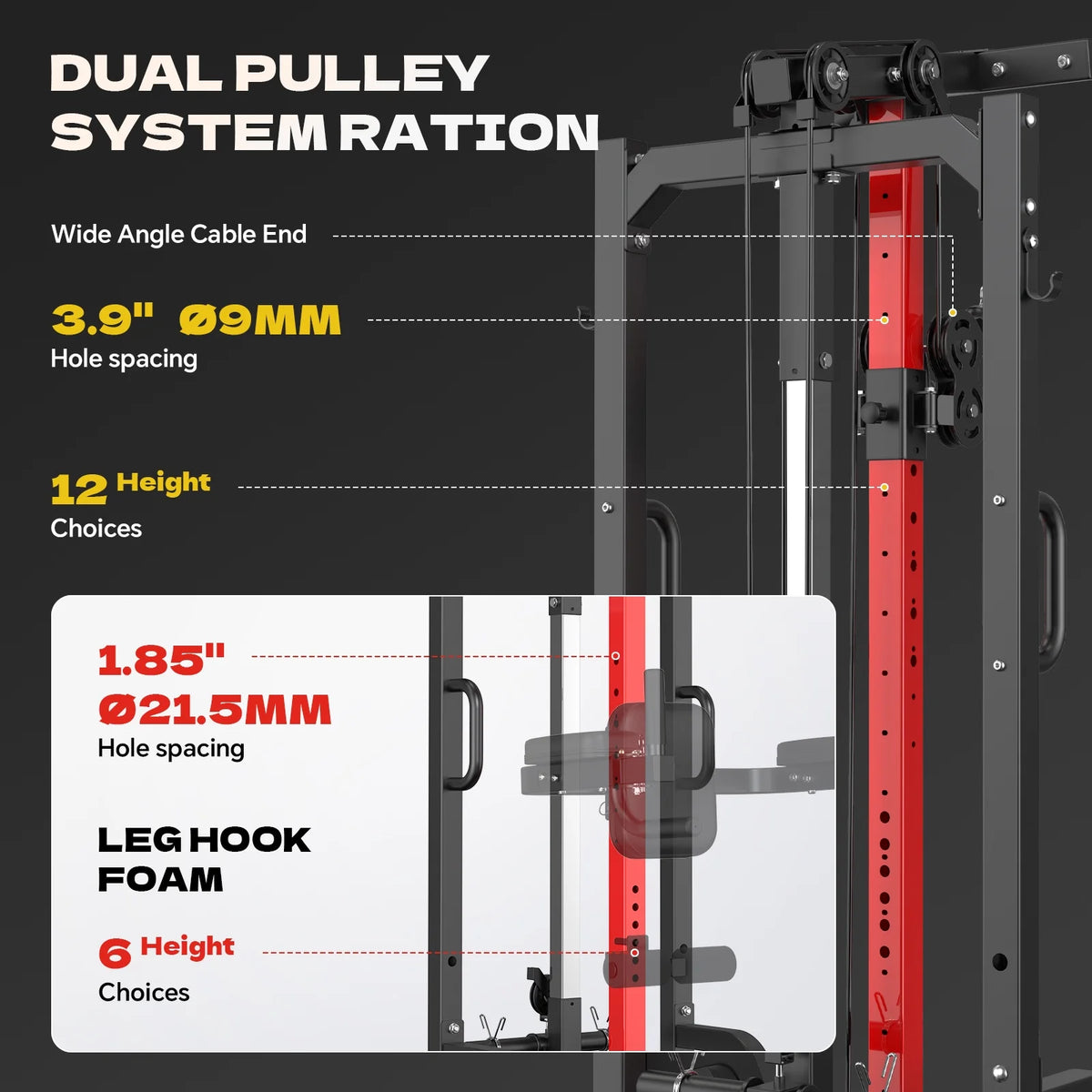 Home Gym Machine - High/Low Pulley System for Lat Pulldown, Row & Back Workout, with Leg Support | All-In-One Strength Training Equipment for Home Gym