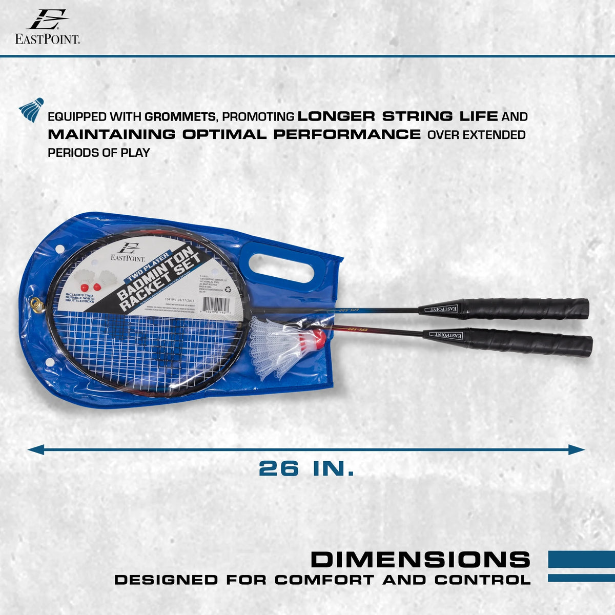 Badminton Racket Set, 2-Player, 2 Steel Shaft Rackets and 2 Shuttlecocks