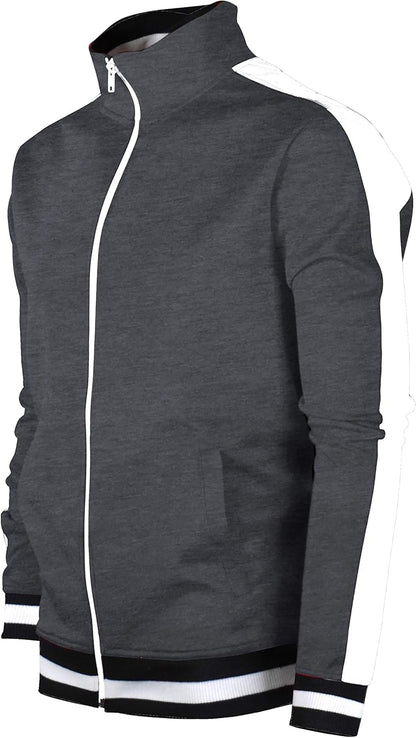-TRACK JACKET Mens Urban Hip Hop Premium Track Jacket - Slim Fit Side Taping Sportswear Urbanwear Streetwear Top