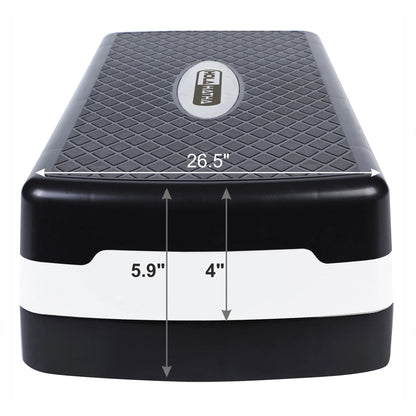 Adjustable Step Aerobics Platform, 4 to 6 in Height, Black