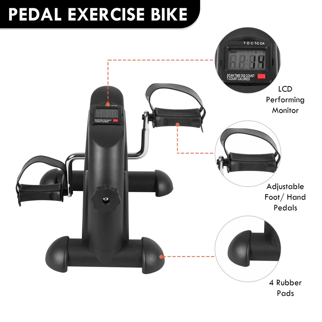 Mini Indoor Pedal Exerciser Cycle Bike Leg Arm Desk W/Lcd Display Fitness Portable Pedal Stationary Bike Home Exercise Black