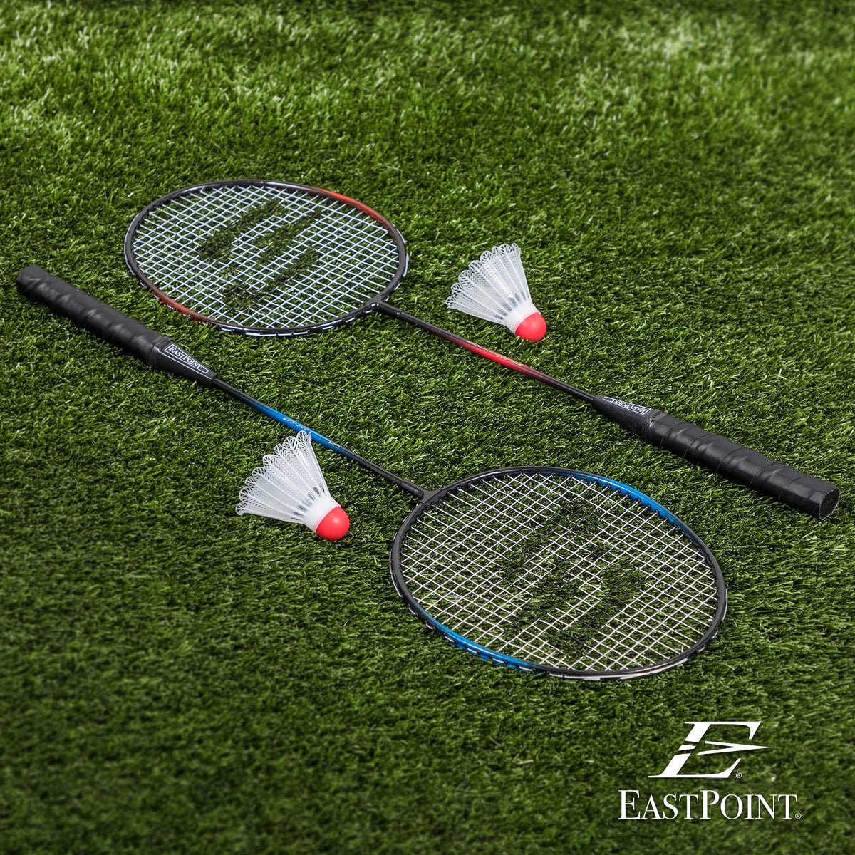 Badminton Racket Set, 2-Player, 2 Steel Shaft Rackets and 2 Shuttlecocks