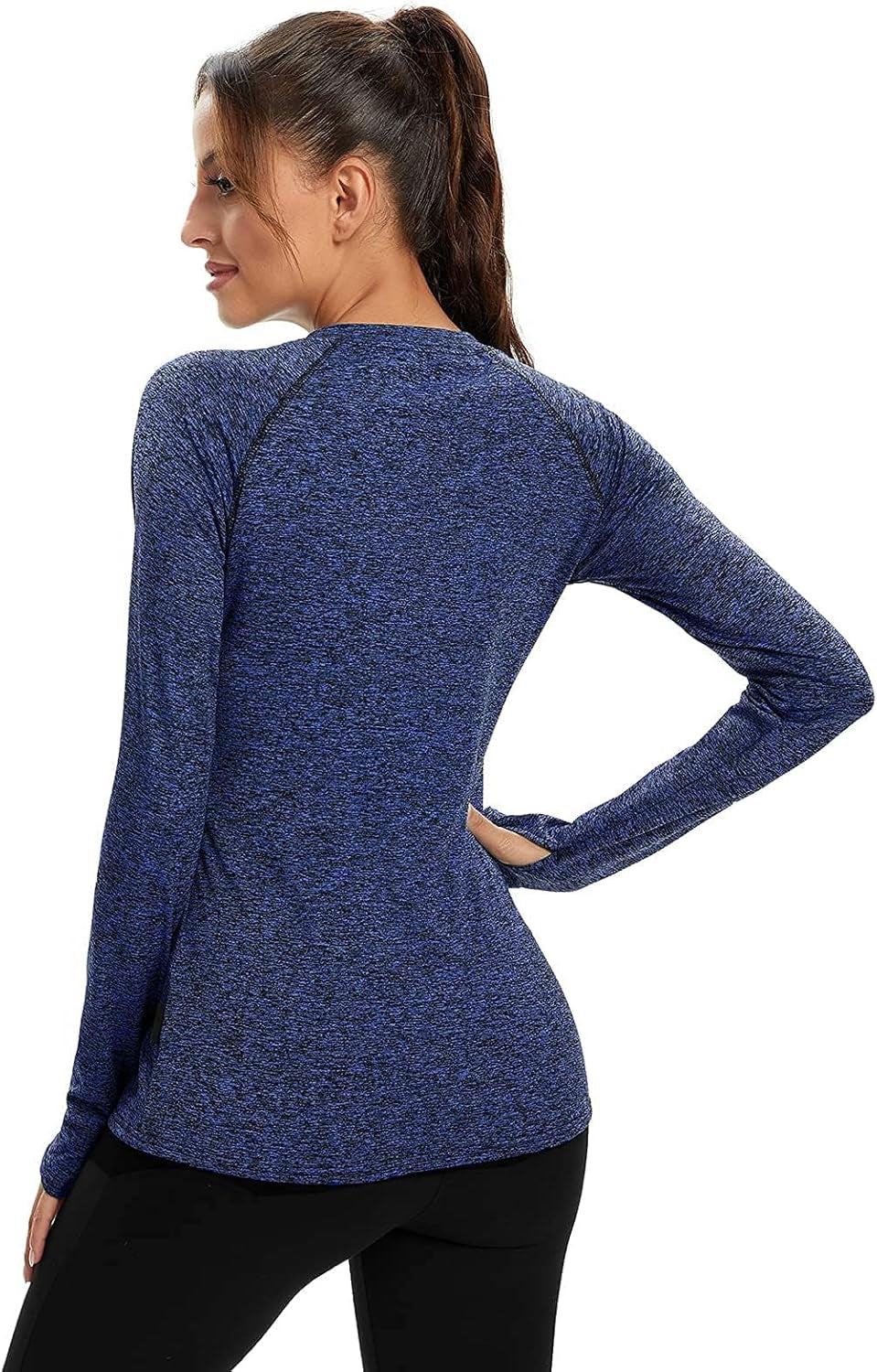 Women Fleece Thermal Long Sleeve Running Shirt Workout Tops Moisture Wicking Athletic Shirts with Thumb Holes