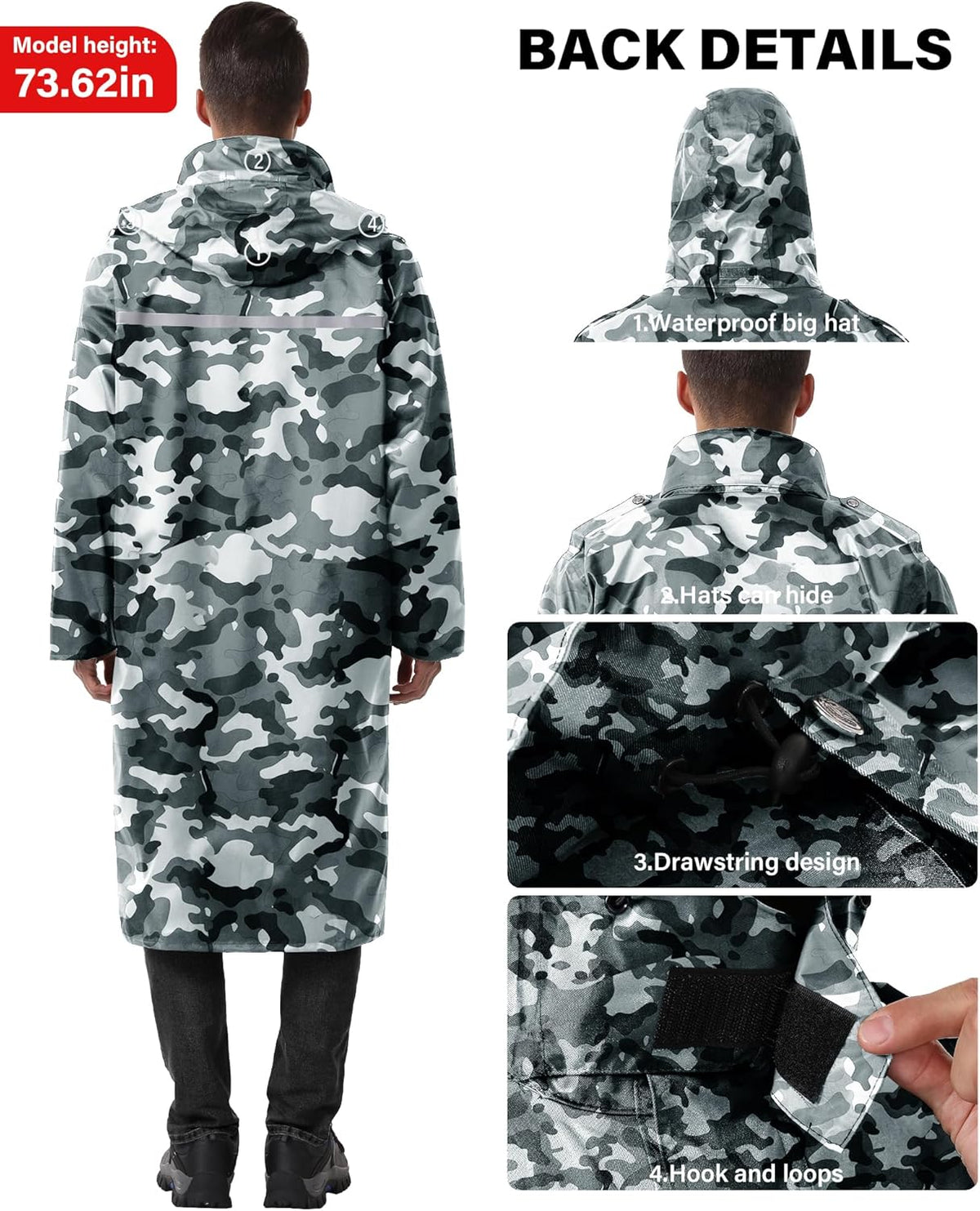Raincoat Waterproof Hi Vis Reflective Long Rain Jacket Unisex
