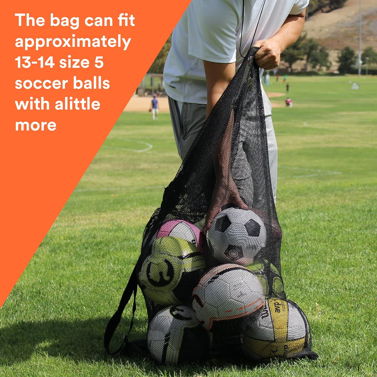 Heavy Duty Mesh Sports Gear Bag with Adjustable Shoulder Strap