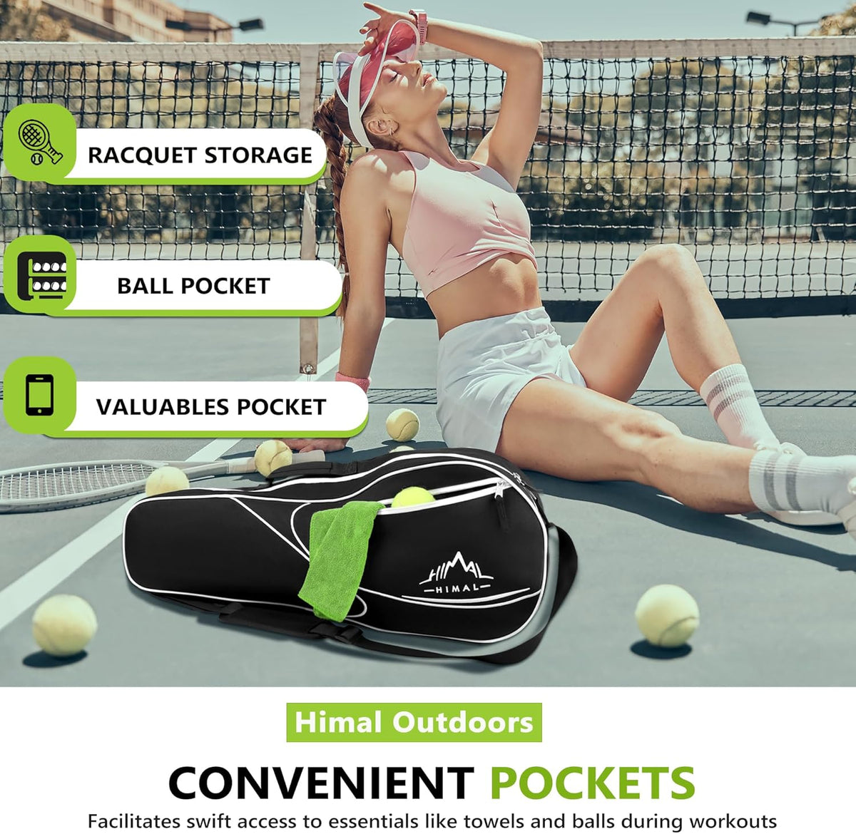 3 Racquet Tennis Bag Tennis Racket Bag for Men Women