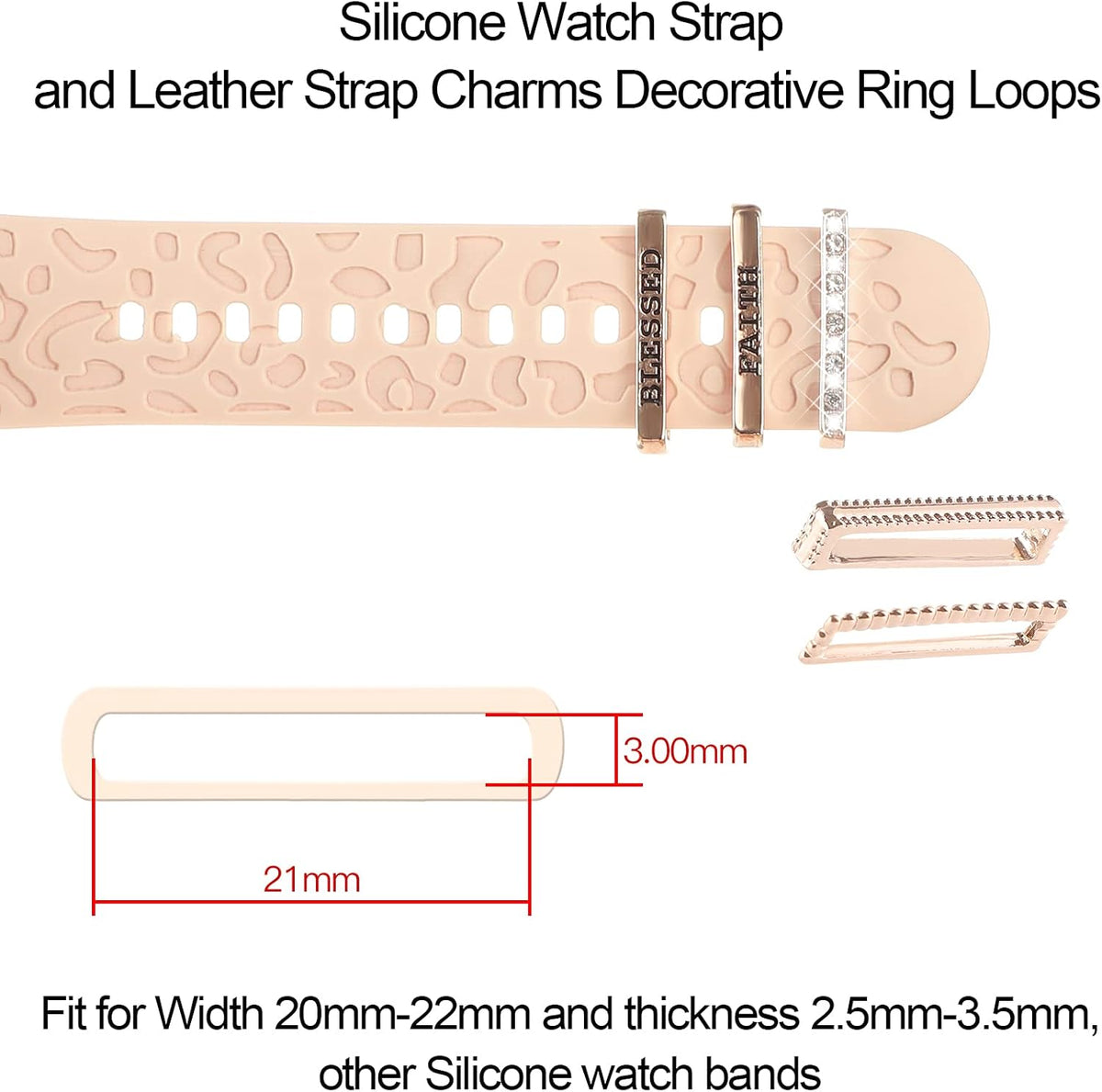 Decorative Rings Loops Compatible with Apple Watch Silicone Bands Charms
