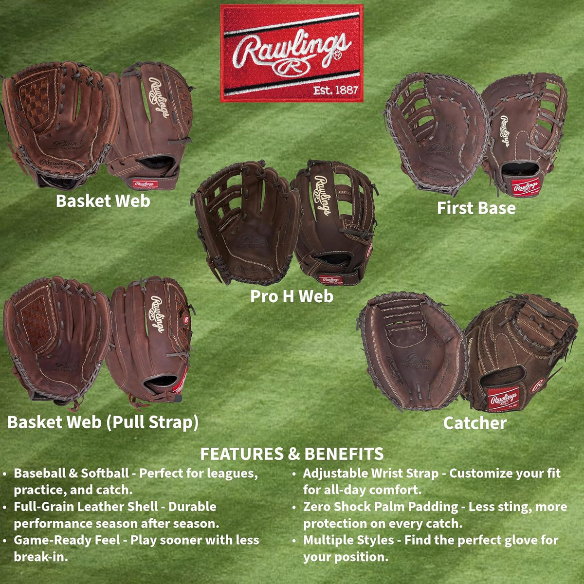 Rawlings Player Preferred Baseball Gloves | Baseball & Slowpitch Softball