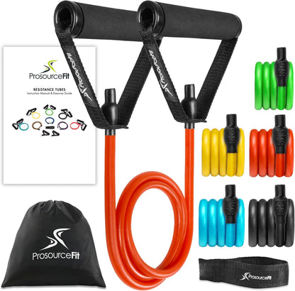 Prosource Xtreme Stackable Heavy Duty Premium Latex Resistance Exercise Bands Tubes Cords W/Door Anchor and Exercise Manual