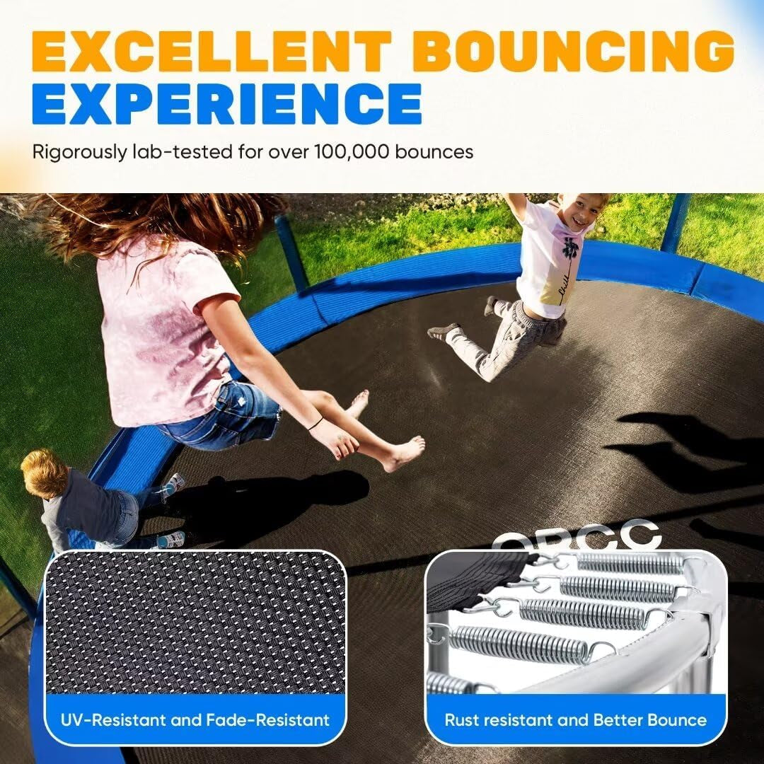 Kids Trampoline, 1200LBS Weight Capacity Outdoor Trampoline 16 15 14FT Yard Trampolines for Kids Adults