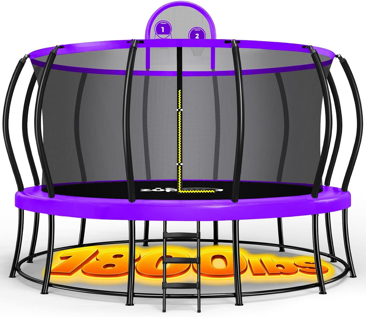1800LBS Capacity No-Gap Design 16 15 14 12FT Trampoline with Safety Enclosure Net and Non-Slip Ladder 10-Year Quality Assurance Perfect for Kids Family Outdoor Backyard Fun