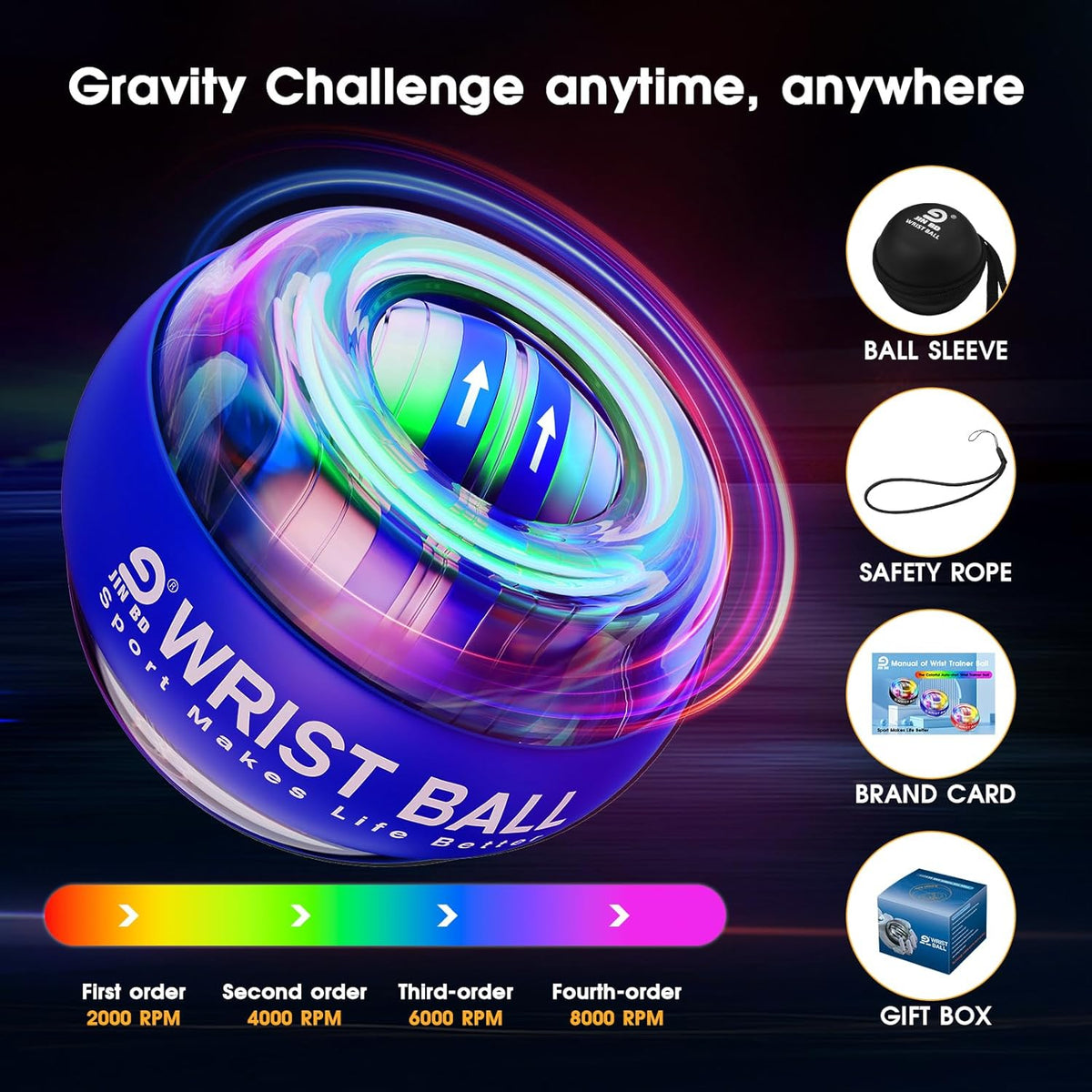 Auto Start Wrist Ball，Gyro Ball Trainer，Wrist Exerciser，Gyroscopic